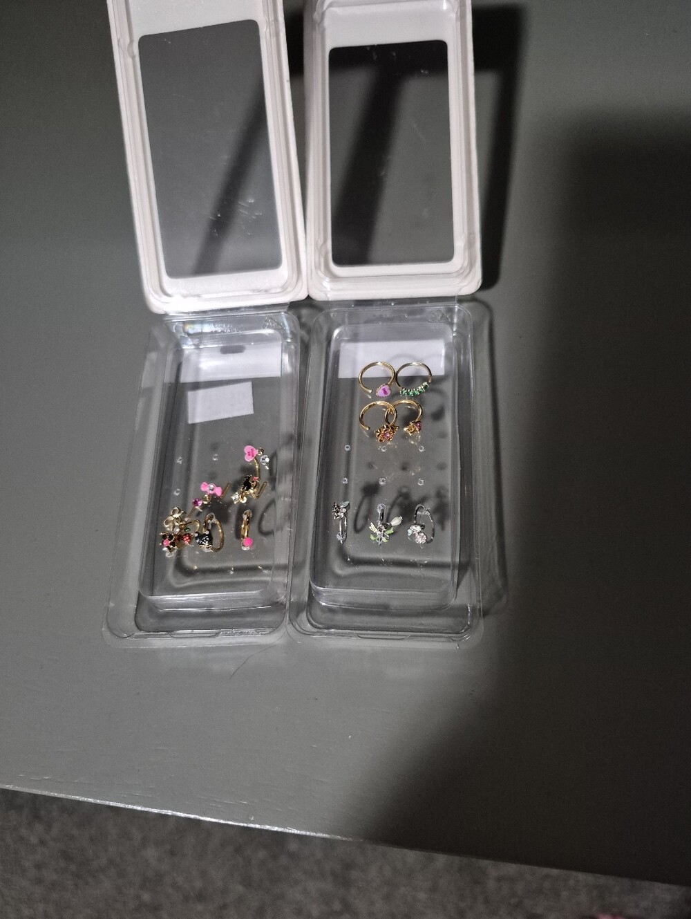 Gold Tone Multi-Color Nose and Ear Stud Jewelry Set